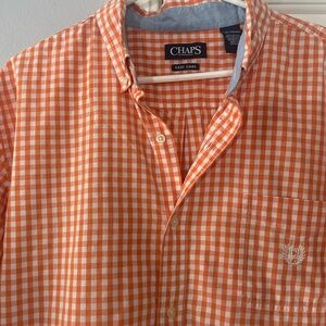 Chaps Men's Orange Checkered Summery Lightweight Gingham Shirt Size XL/TG